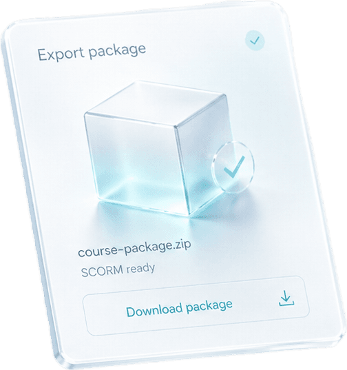 Export package — course-package.zip, SCORM ready